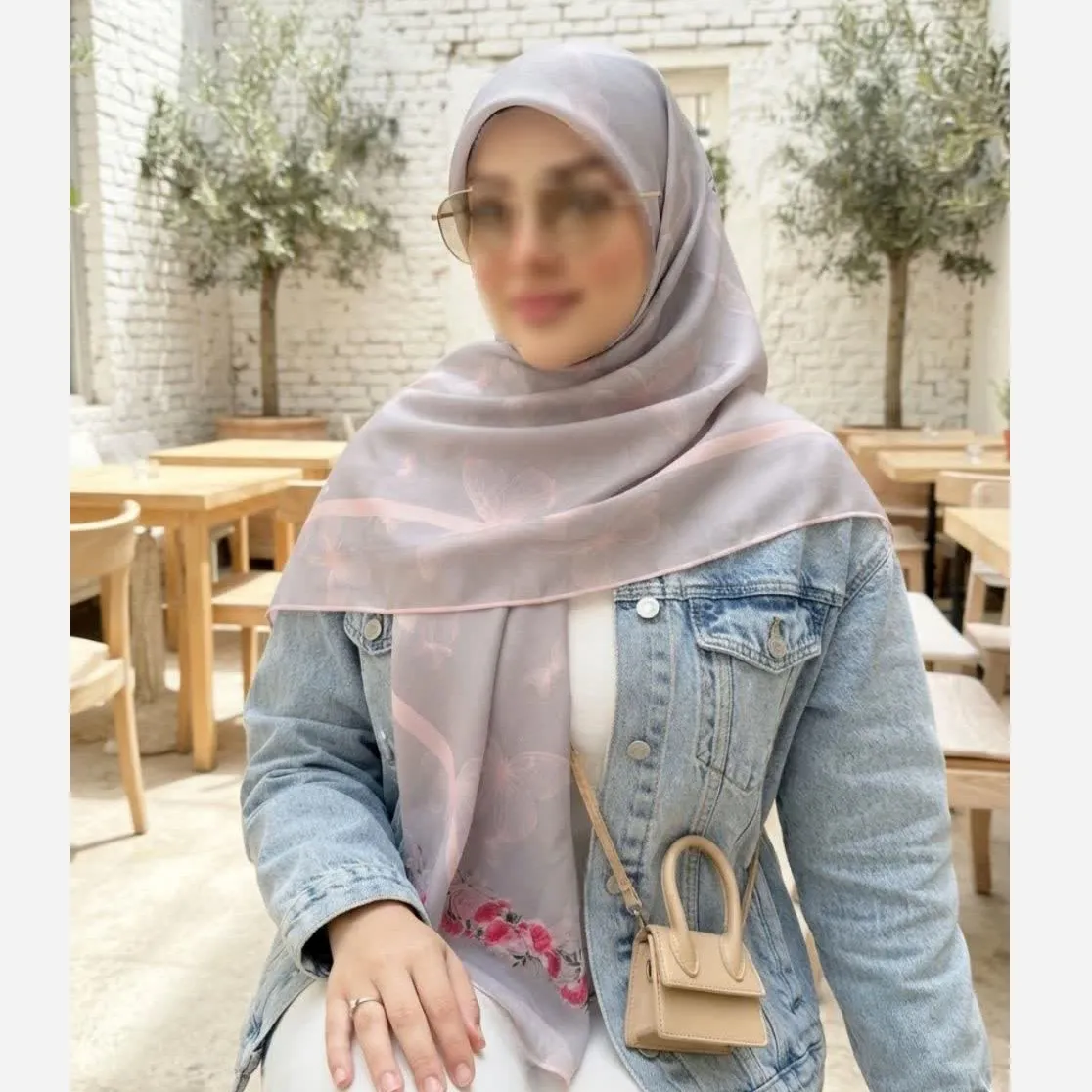 روسری نخ کاستوم مجلسی طرح مشکات پروانه گل رز قواره بزرگ 140 سانتیمتر
