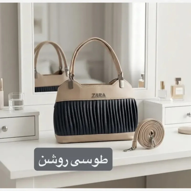 کیف زنانه مجلسی چرم مصنوعی زیپدار با بند بلند